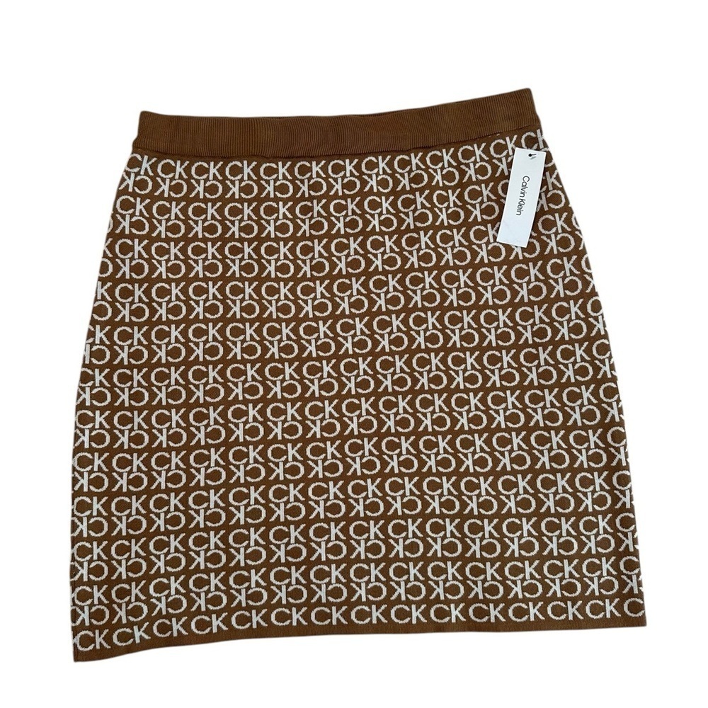 Calvin Klein Women's All Over CK Logo Knit Pull On Skirt Size XL